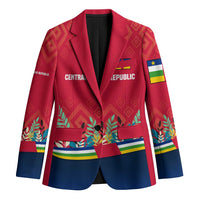 Central African Republic Blazer with Red Blue Green Tribal Design and National Flag - Wonder Print Shop