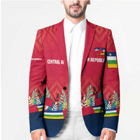 Central African Republic Blazer with Red Blue Green Tribal Design and National Flag - Wonder Print Shop