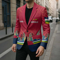 Central African Republic Blazer with Red Blue Green Tribal Design and National Flag - Wonder Print Shop
