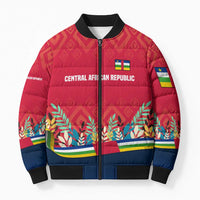 Central African Republic Bomber Puffer Jacket with Red Blue Green Tribal Design and National Flag - Wonder Print Shop