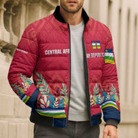 Central African Republic Bomber Puffer Jacket with Red Blue Green Tribal Design and National Flag - Wonder Print Shop