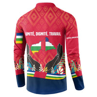 Central African Republic Button Sweatshirt with Red Blue Green Tribal Design and National Flag - Wonder Print Shop