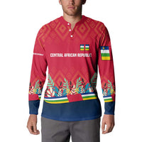 Central African Republic Button Sweatshirt with Red Blue Green Tribal Design and National Flag - Wonder Print Shop