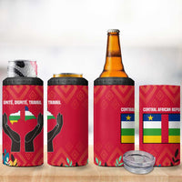Central African Republic 4 in 1 Can Cooler Tumbler with Red Blue Green Tribal Design and National Flag - Wonder Print Shop