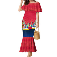 Central African Republic Family Matching Mermaid Dress and Hawaiian Shirt with Red Blue Green Tribal Design and National Flag - Wonder Print Shop