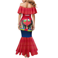 Central African Republic Family Matching Mermaid Dress and Hawaiian Shirt with Red Blue Green Tribal Design and National Flag - Wonder Print Shop