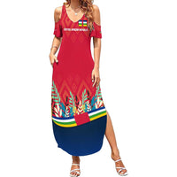 Central African Republic Family Matching Summer Maxi Dress and Hawaiian Shirt with Red Blue Green Tribal Design and National Flag - Wonder Print Shop