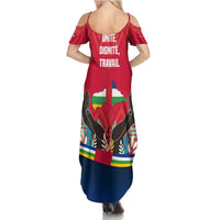 Central African Republic Family Matching Summer Maxi Dress and Hawaiian Shirt with Red Blue Green Tribal Design and National Flag - Wonder Print Shop