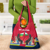 Central African Republic Grocery Bag with Red Blue Green Tribal Design and National Flag - Wonder Print Shop