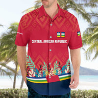 Central African Republic Hawaiian Shirt with Red Blue Green Tribal Design and National Flag - Wonder Print Shop