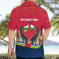 Central African Republic Hawaiian Shirt with Red Blue Green Tribal Design and National Flag - Wonder Print Shop