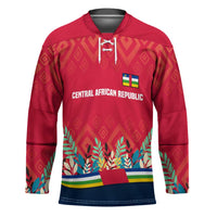 Central African Republic Hockey Jersey with Red Blue Green Tribal Design and National Flag - Wonder Print Shop