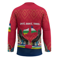 Central African Republic Hockey Jersey with Red Blue Green Tribal Design and National Flag - Wonder Print Shop