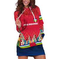 Central African Republic Hoodie Dress with Red Blue Green Tribal Design and National Flag - Wonder Print Shop
