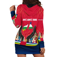 Central African Republic Hoodie Dress with Red Blue Green Tribal Design and National Flag - Wonder Print Shop