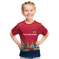 Central African Republic Kid T Shirt with Red Blue Green Tribal Design and National Flag - Wonder Print Shop