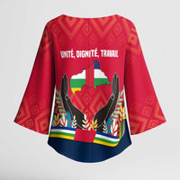 Central African Republic Kimono Sleeve Blouse with Red Blue Green Tribal Design and National Flag - Wonder Print Shop