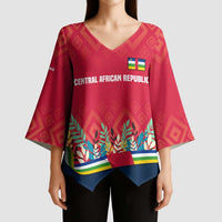 Central African Republic Kimono Sleeve Blouse with Red Blue Green Tribal Design and National Flag - Wonder Print Shop