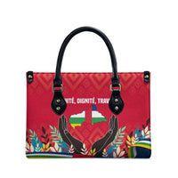 Central African Republic Leather Bag with Red Blue Green Tribal Design and National Flag - Wonder Print Shop