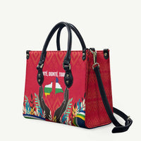 Central African Republic Leather Bag with Red Blue Green Tribal Design and National Flag - Wonder Print Shop