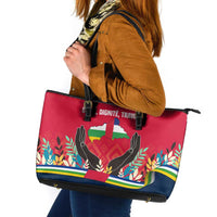 Central African Republic Leather Tote Bag with Red Blue Green Tribal Design and National Flag - Wonder Print Shop