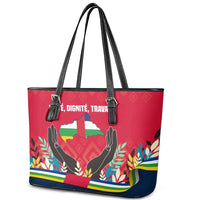 Central African Republic Leather Tote Bag with Red Blue Green Tribal Design and National Flag - Wonder Print Shop