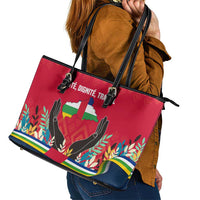Central African Republic Leather Tote Bag with Red Blue Green Tribal Design and National Flag - Wonder Print Shop