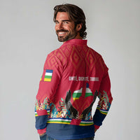 Central African Republic Long Sleeve Polo Shirt with Red Blue Green Tribal Design and National Flag - Wonder Print Shop