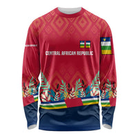 Central African Republic Long Sleeve Shirt with Red Blue Green Tribal Design and National Flag - Wonder Print Shop