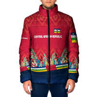 Central African Republic Padded Jacket with Red Blue Green Tribal Design and National Flag - Wonder Print Shop