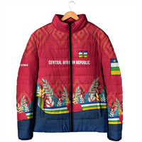 Central African Republic Padded Jacket with Red Blue Green Tribal Design and National Flag - Wonder Print Shop