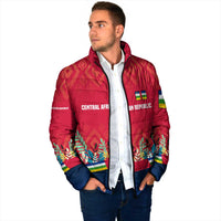 Central African Republic Padded Jacket with Red Blue Green Tribal Design and National Flag - Wonder Print Shop