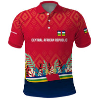 Central African Republic Polo Shirt with Red Blue Green Tribal Design and National Flag - Wonder Print Shop