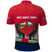 Central African Republic Polo Shirt with Red Blue Green Tribal Design and National Flag - Wonder Print Shop