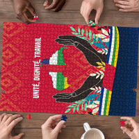 Central African Republic Puzzle with Red Blue Green Tribal Design and National Flag - Wonder Print Shop