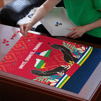 Central African Republic Puzzle with Red Blue Green Tribal Design and National Flag - Wonder Print Shop