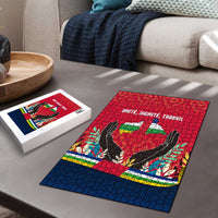 Central African Republic Puzzle with Red Blue Green Tribal Design and National Flag - Wonder Print Shop