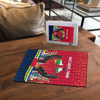 Central African Republic Puzzle with Red Blue Green Tribal Design and National Flag - Wonder Print Shop