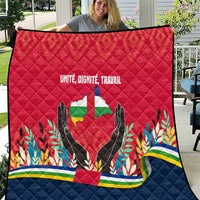 Central African Republic Quilt with Red Blue Green Tribal Design and National Flag - Wonder Print Shop