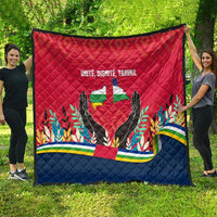 Central African Republic Quilt with Red Blue Green Tribal Design and National Flag - Wonder Print Shop