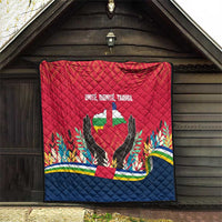 Central African Republic Quilt with Red Blue Green Tribal Design and National Flag - Wonder Print Shop