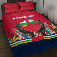 Central African Republic Quilt Bed Set with Red Blue Green Tribal Design and National Flag - Wonder Print Shop