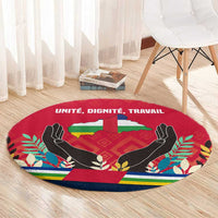 Central African Republic Round Carpet with Red Blue Green Tribal Design and National Flag - Wonder Print Shop