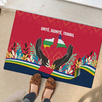Central African Republic Rubber Doormat with Red Blue Green Tribal Design and National Flag - Wonder Print Shop
