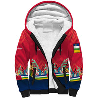 Central African Republic Sherpa Hoodie with Red Blue Green Tribal Design and National Flag - Wonder Print Shop