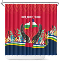 Central African Republic Shower Curtain with Red Blue Green Tribal Design and National Flag - Wonder Print Shop