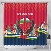 Central African Republic Shower Curtain with Red Blue Green Tribal Design and National Flag - Wonder Print Shop