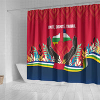 Central African Republic Shower Curtain with Red Blue Green Tribal Design and National Flag - Wonder Print Shop