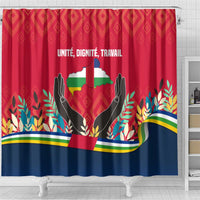 Central African Republic Shower Curtain with Red Blue Green Tribal Design and National Flag - Wonder Print Shop