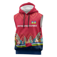 Central African Republic Sleeveless Hoodie with Red Blue Green Tribal Design and National Flag - Wonder Print Shop